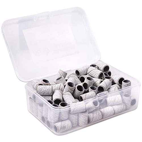 100 Pieces Large Nail Sanding Bands Professional Nail Manicure Great Fit for Nail Drill Bits for Acrylic Nails (240 Grit, Zebra)