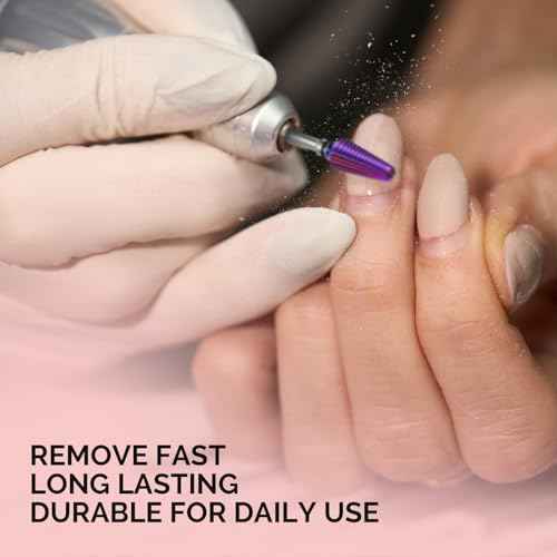 MelodySusie Professional Tornado Nail Drill Bits, 3/32'' Carbide Tungsten Multi-function Bits, Suitable for Manicure Pedicure Cuticle Gel Polishing, Salon Bits, Purple, Series Bit-X, XC