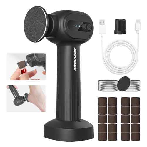 Electric Foot Callus Remover Rechargeable, Electronic Foot File Pedicure Tool, 2 in 1 Foot Grinder, Pro Foot Scrubber Kit for Dead, Hard, Cracked Skin, with 6 Speeds & 20 Sandpaper Discs