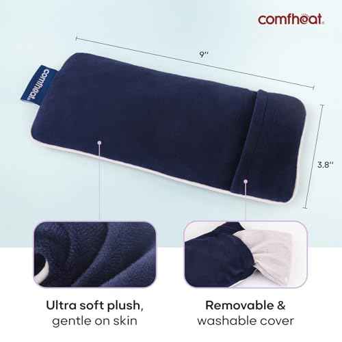 Unscented Weighted Eye Pillow - Soft Plush Removable Cover, Moist Heat & Cold Therapy, Natural Aromatherapy Eye Compress Pillow for Relaxation, Yoga, Meditation, and Sleep, Navy Blue