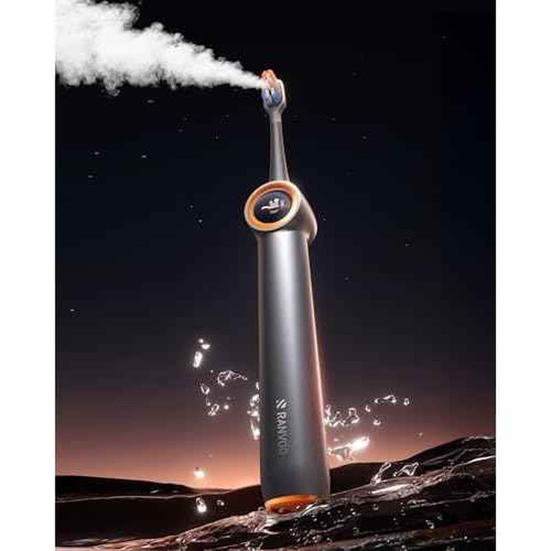 RANVOO AirJet PH3 [Vibrating & Flossing 2-in-1] Bubble Sonic Electric Toothbrush, Plaque Removal, White for Adult Protect Gum Orthodontic Teeth Clean Rechargeable Gift with 2 Soft Brush Heads Grey
