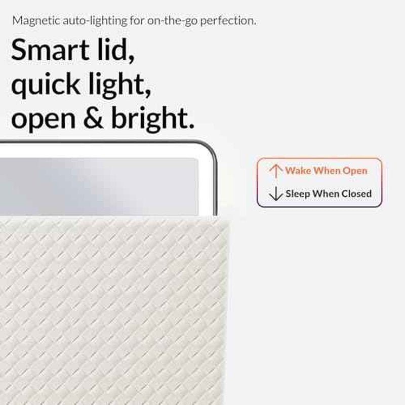 Travel Makeup Mirror with Lights, Portable Lighted Vanity Mirror with 100 LED, Rechargeable, Foldable for Tabletop, 11.9 inches, White