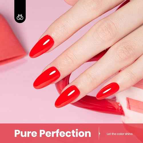Beetles Red Gel Nail Polish, 15ml Christmas Red Color Soak Off UV LED Gel Polish, Winter Nail Art Design Daring Grace Manicure Salon DIY Home Colorful Bottle Gifts for Women