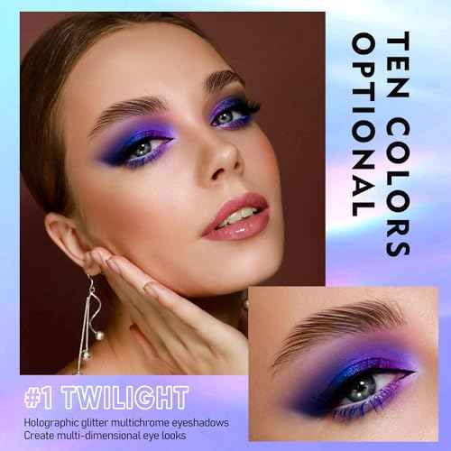MAKI YIKA Glitter Eyeshadow Purple Liquid Multichrome Eyeshadows Long Lasting Metallic Chameleon Eye Shadow Holographic Eye Topper Glitters (#1 Twilight)