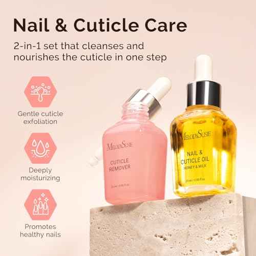 MelodySusie 25ML Cuticle Care Kit - Cuticle Oil and Cuticle Remover, Cuticle Nourishes and Softener, Promotes Nail Growth and Strength for Home and Salon Use 2PCS