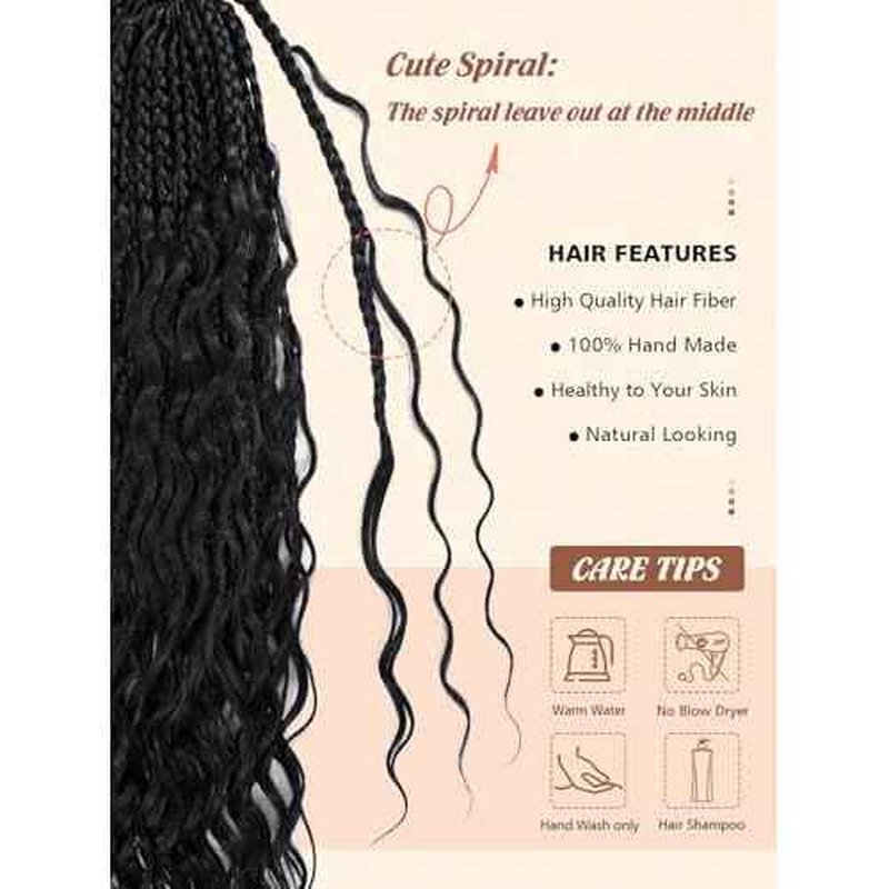Goddess Box Braids Crochet Hair for Women 14 Inch 8 Packs Boho Crochet Box Braids with Curly Ends Bohemian Pre-looped Braiding Hair Extensions(14inch,1B)