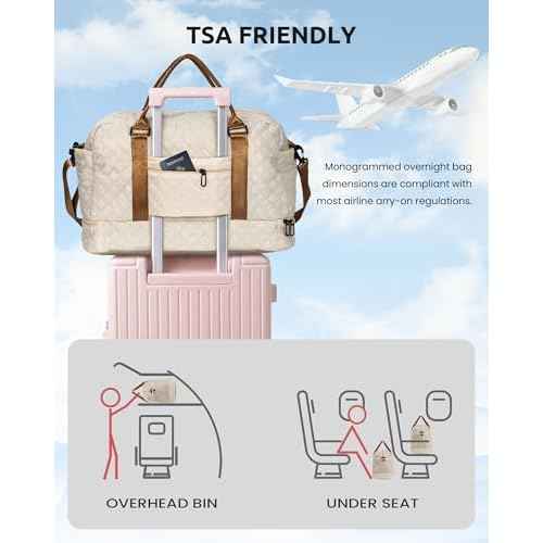 Girls/Kids Initial Duffle Bag with Shoe Compartment, Kids Personalized Travel Bags with Makeup Bag for Women with Trolley Sleeve & Wet Pocket, Gifts for Teenage Girl(Letter E)