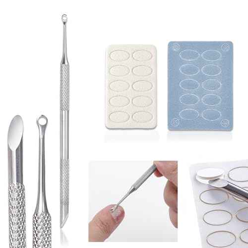 Pre-treatment Cuticle Pusher, Russian Prep Nail Pushers, Dual Ended Cuticle Remover with 100/180 Grit Sandpaper Sheets, Nail Care for Manicure Pedicure Nail Art
