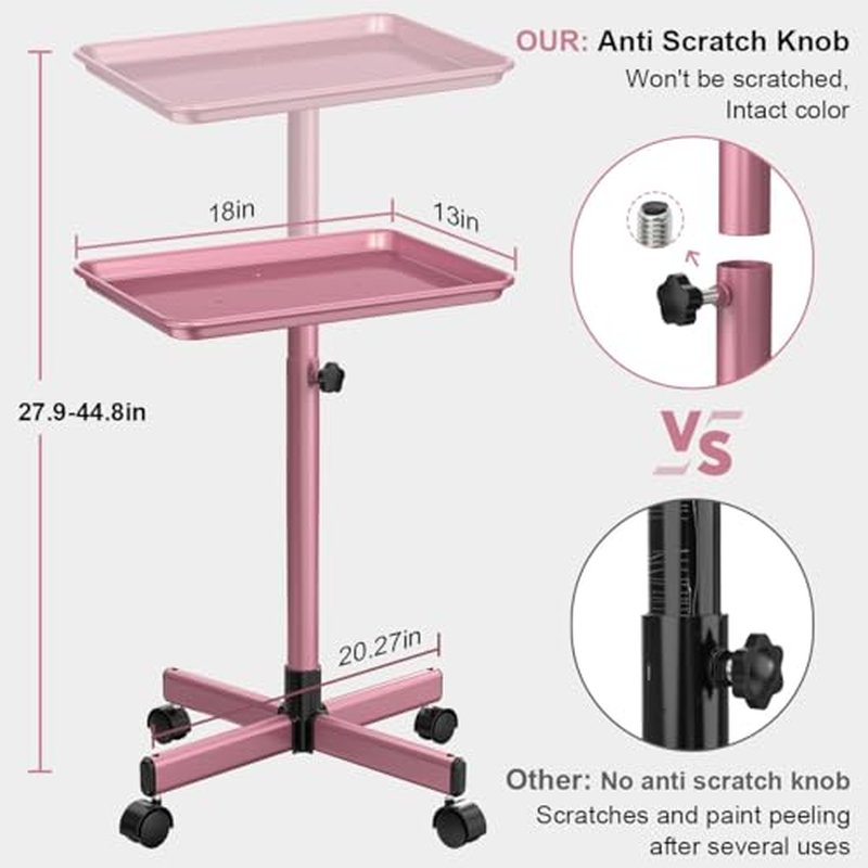 JOSTZHXIN Salon Tray,Rolling Tray Tattoo Tray,Hairstylist Rolling Tray Trolley, Height Adjustable Salon SPA Service Tray Cart