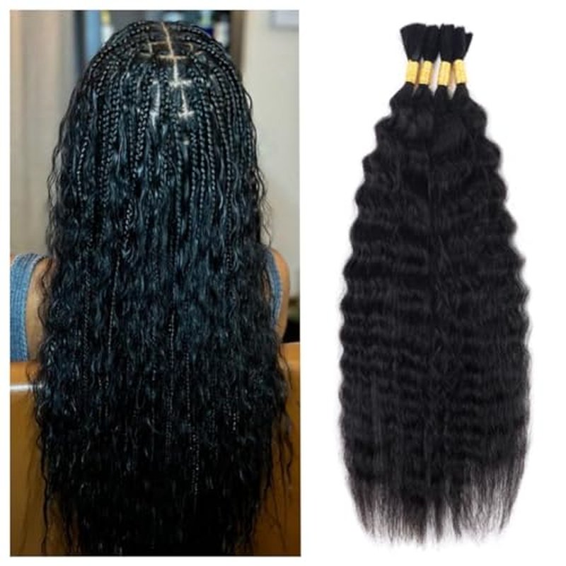 Wet and Wavy Human Braiding Hair Super Wave Bulk Human Hair For Braiding No Weft 100g (1Pack-4PCS) Super French Human Braiding Hair For Boho Braids (Super Wave£¨#1b£©, 18 Inch)