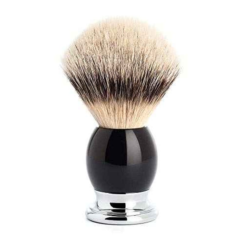 M?HLE SOPHIST Black Resin Chrome Silvertip Badger Shaving Brush