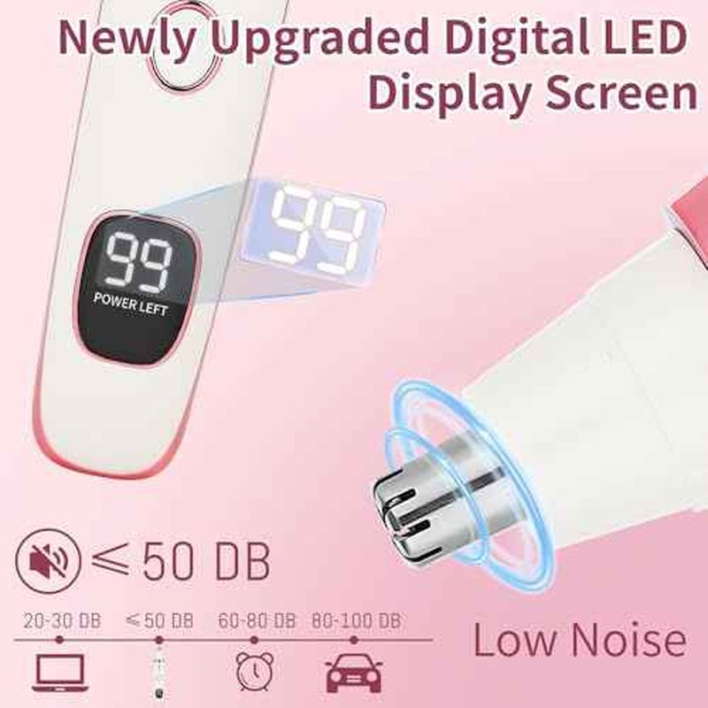LED Display Ear and Nose Hair Trimmer Clipper for Women Men,2025 Rechargeable 2 in 1 Painless Eyebrow & Facial Hair Trimmer with Powerful Motor and Dual-Edge Blades Easy Cleansing (White)