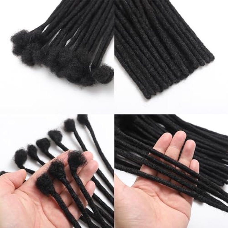 Loc Extension Human Hair 0.8cm Width 8inch 30 Strands 100% Full Handmade Permanent Dreadlock Extension Human Hair for Women/Men/Girl Can Be Dyed Bleached Curled (0.8cm,8Inch,30Strands£¬ Natual Black)