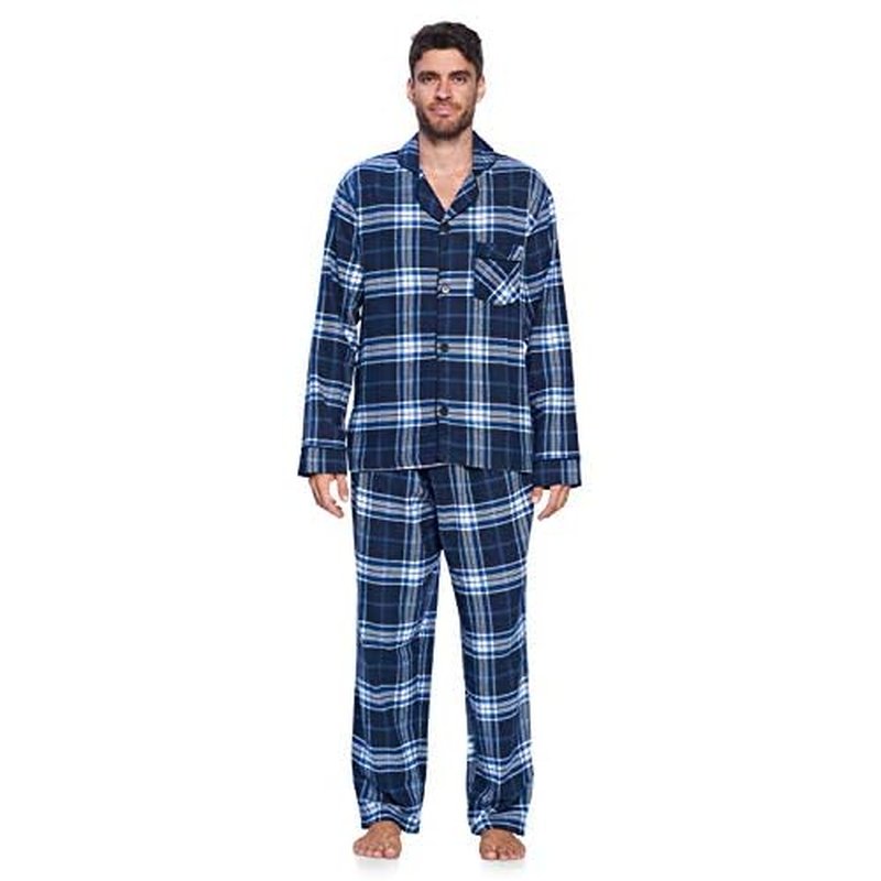 Ashford & Brooks Men¡¯s Flannel Long Sleeve Pajamas Set Plaid Sleepwear & Loungewear Button Down PJ Set