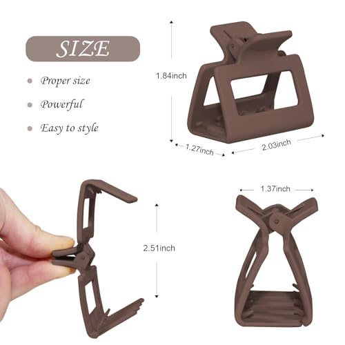 Medium Claw Hair Clips for Women Girls, 2" Matte Rectangle Small Hair Claw Clips for Thin/Medium Thick Hair, Hair Jaw Clips Nonslip Clips (Warm color)