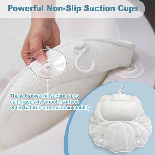 Bath Pillows for Tub, Tub Pillow for Bathtub for Head, Neck and Back Support, 4D Mesh Fabric Bath Tub Pillow, Ergonomic Bath Pillow Luxury Bathtub Pillow for Head and Neck, Spa Rest Accessories