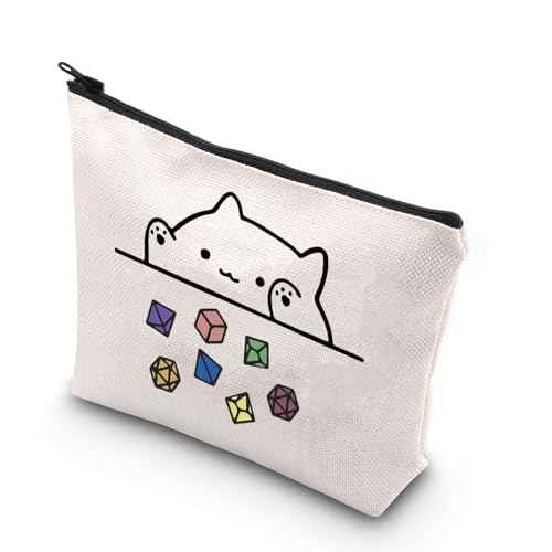 TSOTMO Cat Throwing Dice Bag of Holding Zipper Pouch Gamer Dice Game Makeup Bag Funny Gaming Gift for Women