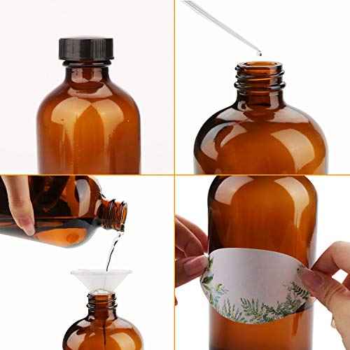 8oz Durable Glass Bottle, Reusable Glass Bottles with Airtight Lid for Shampoo, Conditioner, Essential Oils, Set of 20 (Brown)