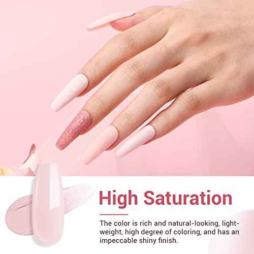 AZUREBEAUTY Dip Powder Nail Kit,4 Colors Nude Pink Glitter Hues,Starter Set for French Nails & All Seasons,Includes Base Coat, Top Coat, Activator & DIY Salon Liquids