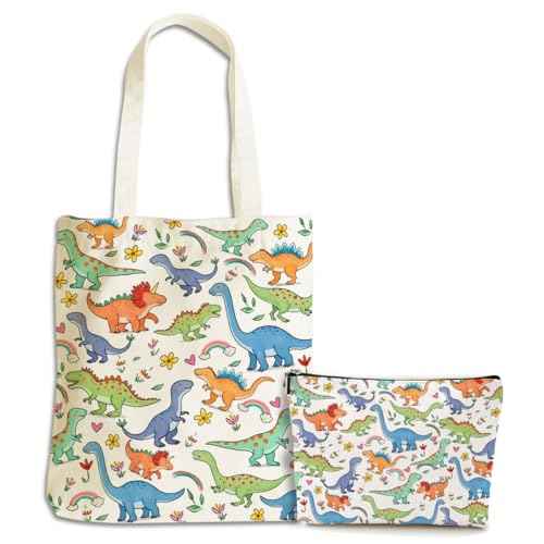 Dog Dinosaur Whale Shark Butterfly Mushroom Chicken Corgi Cat Gifts Canvas Tote Bag Makeup Bag for Women Birthday