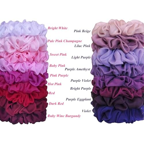 38 Colors Available, Big Scrunchies for Hair, Soft Cheer Chiffon large Ponytail Holder, Cute Birthday Gift for Women Girl Teen, Holiday Accessory (Red)
