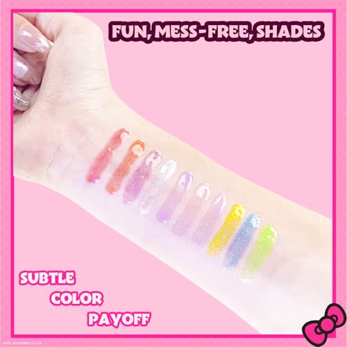 Hello Kitty 10 Piece Plant Based Lip Gloss, Girls Party Favors, First Makeup Set for Girl, Perfect for Parties, Sleepovers, and Birthday Gifts, Ages 3+, by Townley Girl