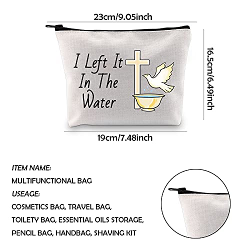 WCGXKO Adult Woman Baptism Gift Baptized I Left It In The Water Zipper Pouch Makeup Bag (I Left It In The Water)