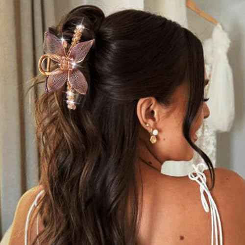 CAKURE Flower Claw Clip Sparkly Hair Claw Clip Fancy Hair Accessoreis for Women