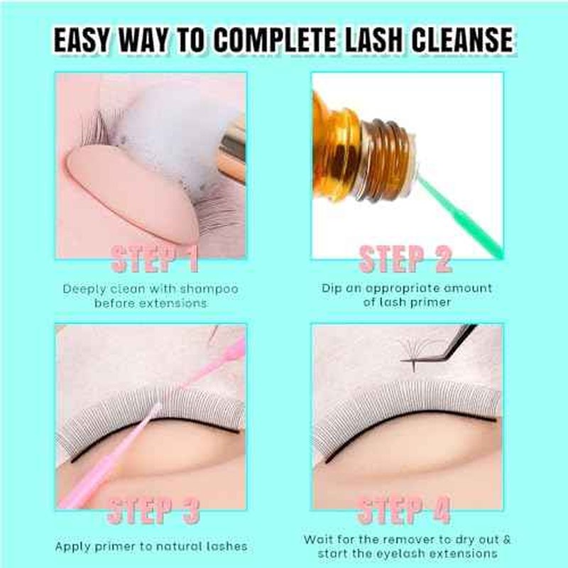 VAVALASH Lash Primer for Lash Extensions 15 ML Eyelash Extension Primer Increase Adhesive Bonding Power Easily Removes Proteins and Oils for Longer Lash Lasting Professional Use Only(15ML)