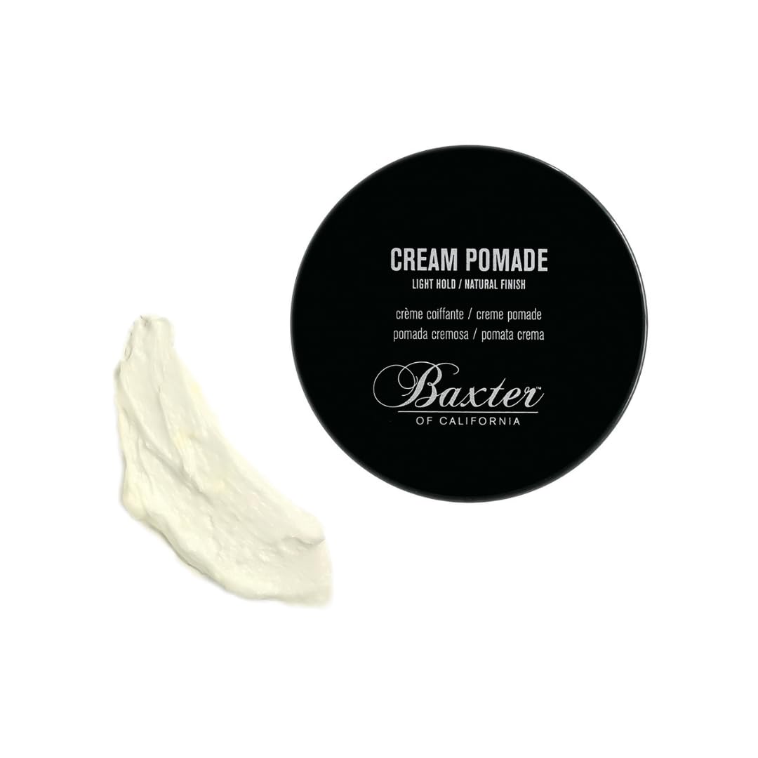 Baxter of California Cream Pomade for Men and Women, Natural Finish, Light Hold, Barbershop Quality, Smooths Classic Looks, Perfect for Texturizing Straight or Wavy Hair, 2 Ounce