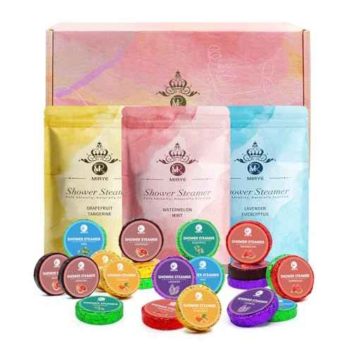 Shower Steamers Aromatherapy, 24-Pack Shower Bombs Birthday Gifts for Women, Christmas Stocking Stuffers Gifts with Eucalyptus Mint Lavender Watermelon Grapefruit Tangerine Essential Oils