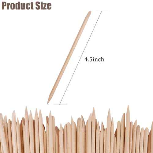 200PCS Orange Wood Nail Sticks, 4.5-Inch Double Sided Cuticle Pusher and Remover, Manicure and Pedicure Tool for Nail Art