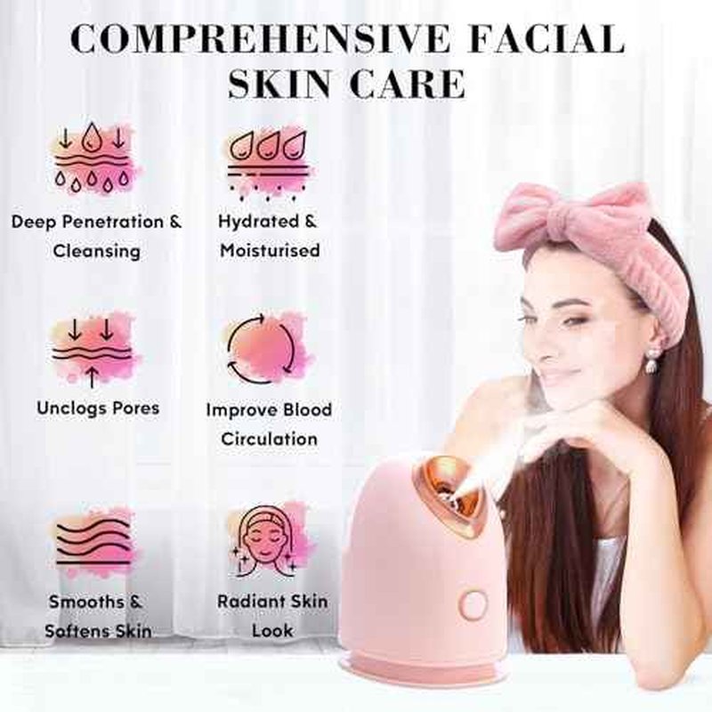 Facial Steamer Spa Kit, Skin Scrubber, Nano Ionic Face Steamer for Deep Cleaning Unclogs Pores, Warm Mist Humidifier Steamer for Face Home Sauna SPA