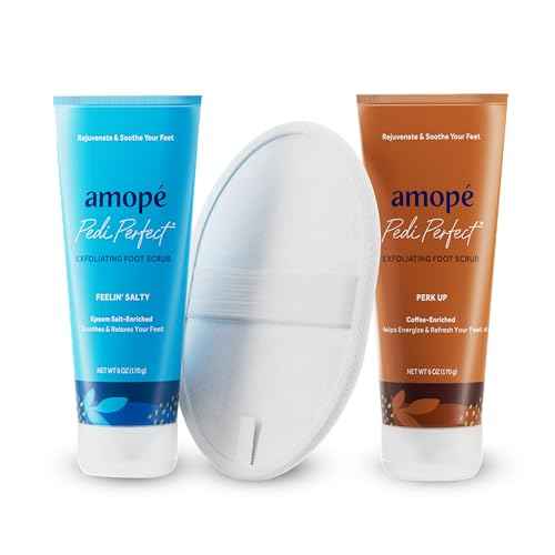Amop? Rejuvenating Kit - Contains Exfoliating Sugar Foot Scrubs with Epsom Salt, Coffee and a Nourishing Blend of Moisturizers to Rejuvenate, Smooth, Soothe & Relax your Feet, with Foot & Leg Scrubber