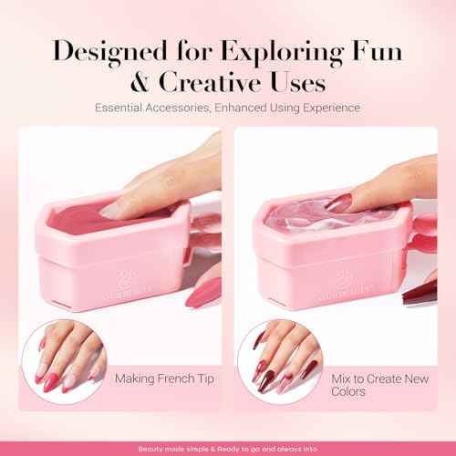 AZUREBEAUTY Dip Powder Recycling Tray System, Triple Layer Recycling Case Nail Dip Powder Container with Nails Tool Nail Brush Glass Nail File, French Nail Art Manicure Essential Tool