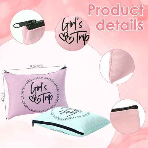 Reginary 9 Pcs Girls Trip Gifts Favors Girls Trip Makeup Bags Toiletry Cosmetic Bag Bestie Friendship Gifts for Women Christmas Wedding Bachelorette Valentine s Day Party Favors
