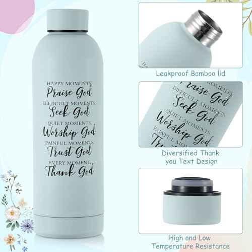 7 Pcs Christian Gift for Women Faith, Inspirational Religious Christmas Gifts, Catholic Tote Bag Makeup Bag Pens(Light Blue)