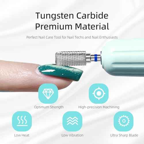 Safety Nail Drill Bits, 13mm Barrel Dust Proof D4S Cut Nail Bit, Right-handed 3/32 Carbide Drill Bits for Nails, Electric Manicure Drills Removal Gel,M