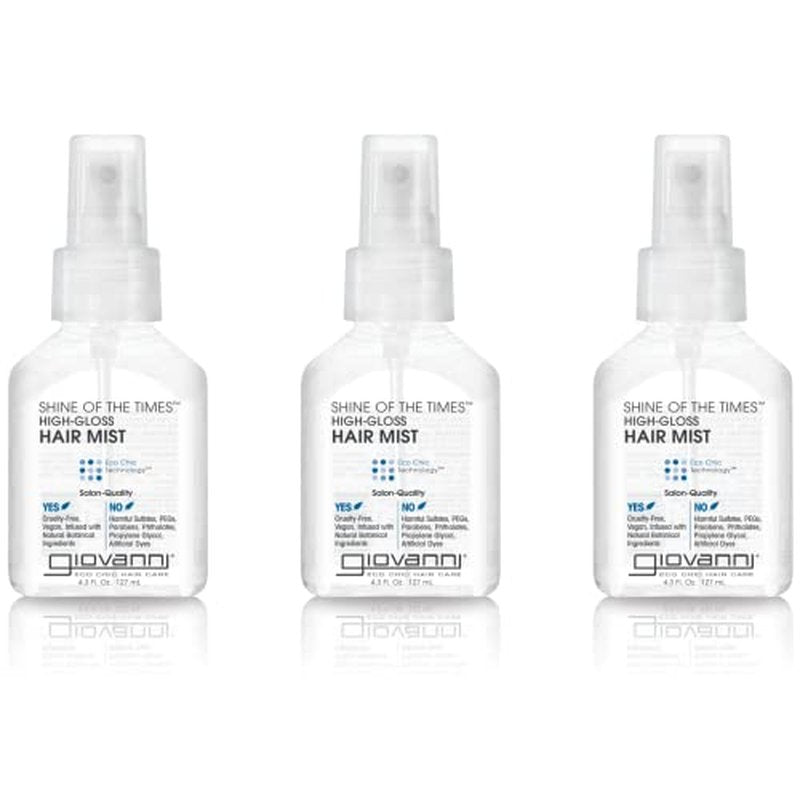 GIOVANNI Shine of the Times Finishing High-Gloss Hair Mist - Anti Frizz, Color Safe, Salon Quality, Cruelty-Free, No Parabens, Infused with Natural Botanical Ingredients - 4.3 oz (3 Pack)