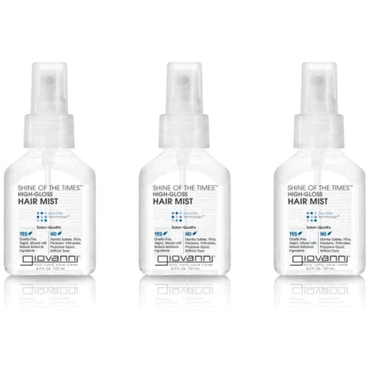 GIOVANNI Shine of the Times Finishing High-Gloss Hair Mist - Anti Frizz, Color Safe, Salon Quality, Cruelty-Free, No Parabens, Infused with Natural Botanical Ingredients - 4.3 oz (3 Pack)
