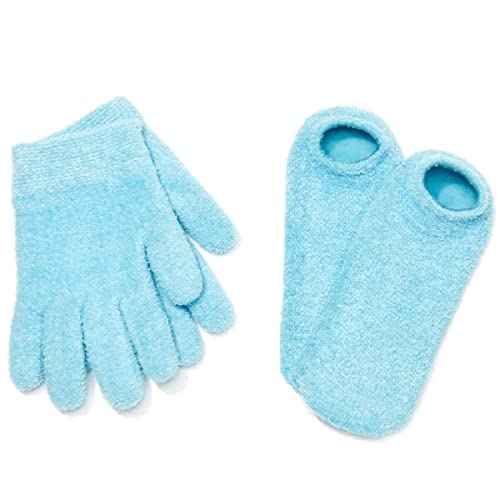 NatraCure Moisturizing Gel Booties and Gloves Set - (for Dry Skin, Dry Hands, feet, Cracked Heels, cuticles, Rough Skin, Dead Skin, use with Your Favorite lotions) - 155/175-AQ/RET - Color: Aqua