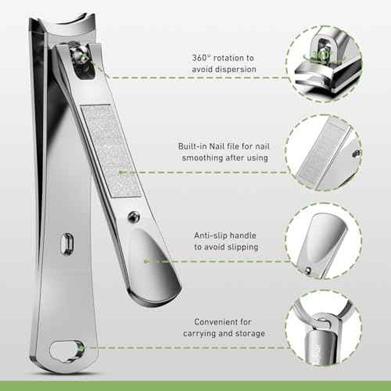 BALUCA Curved Toenail Clipper for Senior for Thick Nails, Professional Finger Nail Clipper for Women for Hard Nails, Stainless Steel Nail Cutter for Accurate Trimming and Grooming,Silver