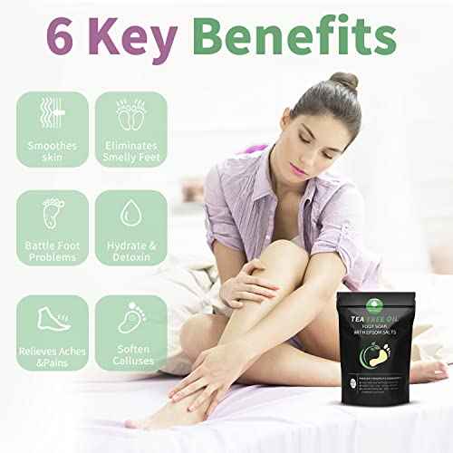 Tea Tree Oil Foot Soak with Epsom Salt - Pedicure Foot Spa for Toenail Fungus Treatment, Nail Discoloration, Stubborn Foot Odor and Itchiness -16 oz