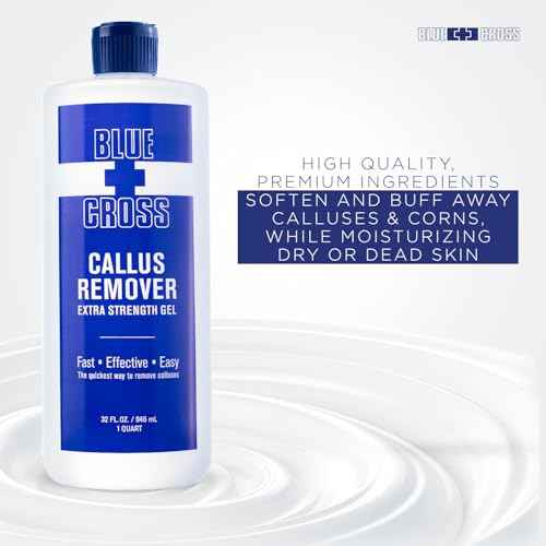 Blue Cross Callus Remover Gel for Feet or Heel, Extra Strength Professional Nail Care, File, Shaver, Scrubber & Pumice Stone Alternative for at Home Manicure/Pedicure Results, Pro Size 946ml, 32oz