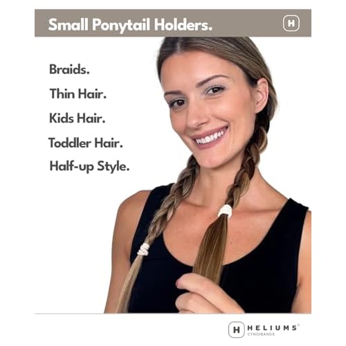 Heliums Small Soft Hair Ties - Blonde - 1 Inch Mini Nylon Bands, No Damage Ponytail Holders for Kids, Braids, and Thin Hair - 30 Count