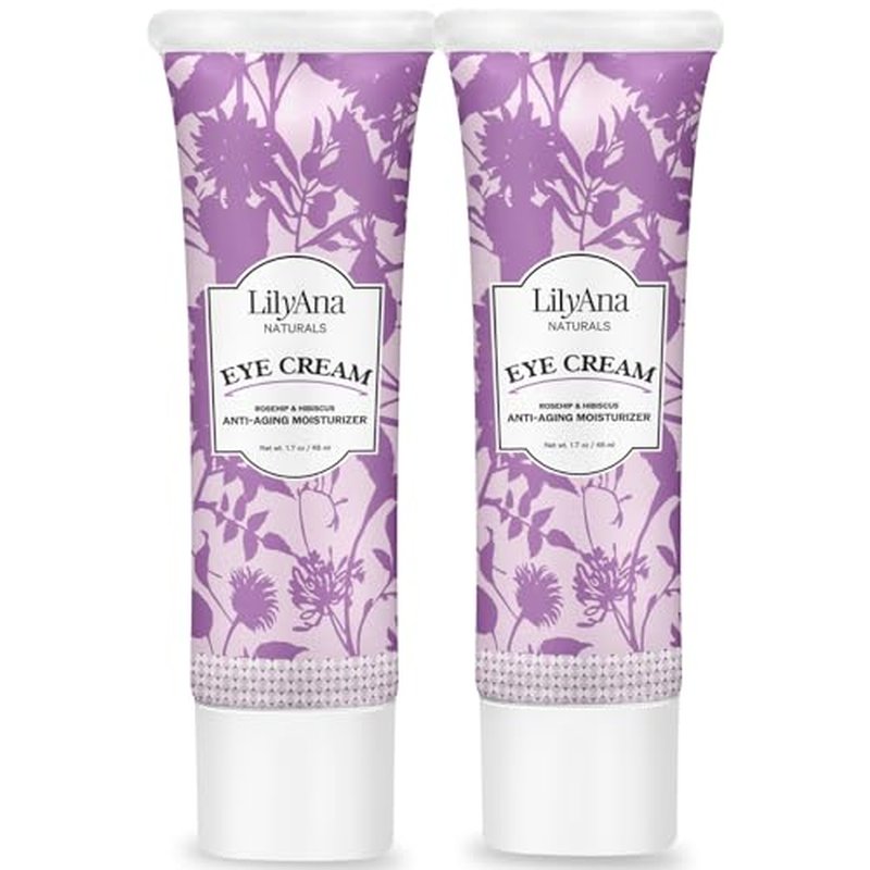 LilyAna Naturals Eye Cream for Dark Circles and Puffiness, Under Eye Cream for Wrinkles and Bags, Anti Aging helps Improve Dryness; for Sensitive Skin (1.7 Ounce, Pack of 2)