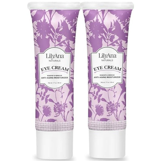 LilyAna Naturals Eye Cream for Dark Circles and Puffiness, Under Eye Cream for Wrinkles and Bags, Anti Aging helps Improve Dryness; for Sensitive Skin (1.7 Ounce, Pack of 2)