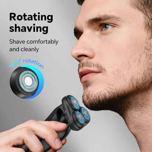 Electric Razor for Men - Rechargeable Shaver 3D Precision Blades with Pop-up Trimmer - Rotary Cordless Shavers Washable Gentle on Sensitive Skin for Beard Sideburn Face with Travel Lock Men Gift