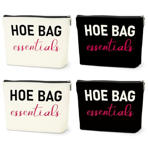 4 PCS Funny Gifts for Women Makeup Bag, Birthday Fun Hostess Gift for Women Girls Friends Cosmetic Bags Gag Gifts Girls Weekend Overnight Makeup Funny Travel Pouch, Black White