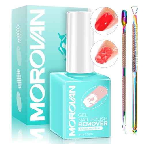 Morovan Gel Nail Polish Remover: Easy Remove Gel Polish Natural Formula Portable Kit with Cuticle Pusher & Scraper No Soaking or Wrapping